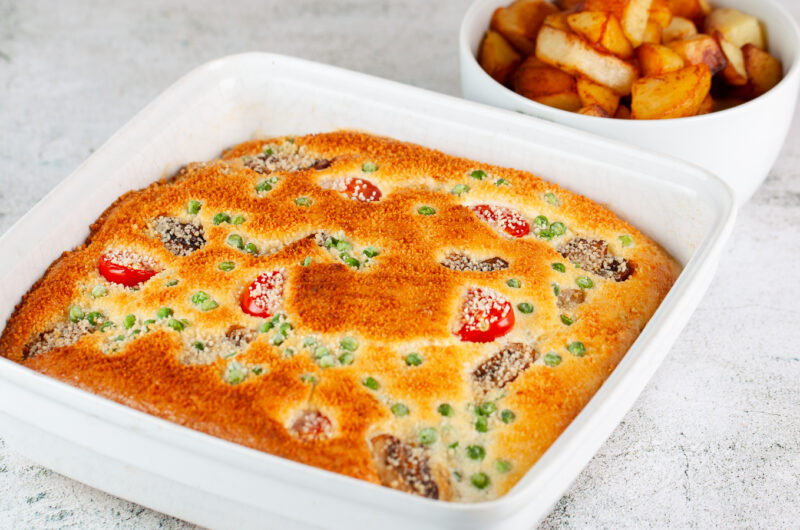 Gratineret hamburgerryg i fad